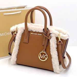 MICHAEL KORS AVRIL XSMALL SATCHEL XBODY LUGGAGE MULTI WITH FLUFFY FUR
